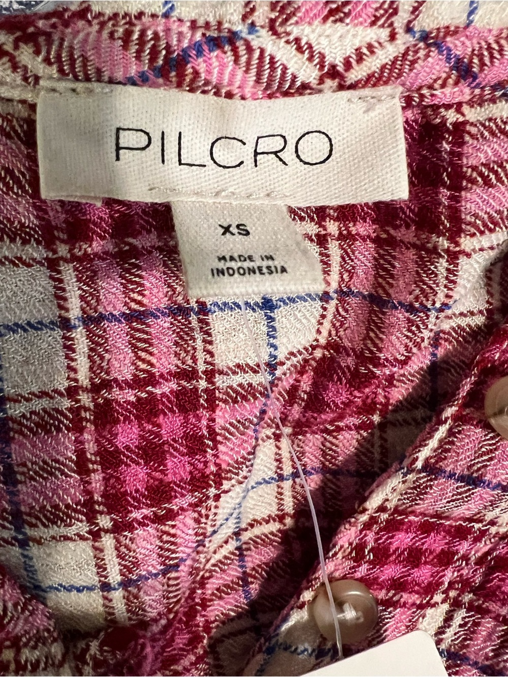 Pilcro Anthropologie Pink Keira Plaid Blouse Top | Ruffle Collar NWT XS #2627 - Picture 4 of 11
